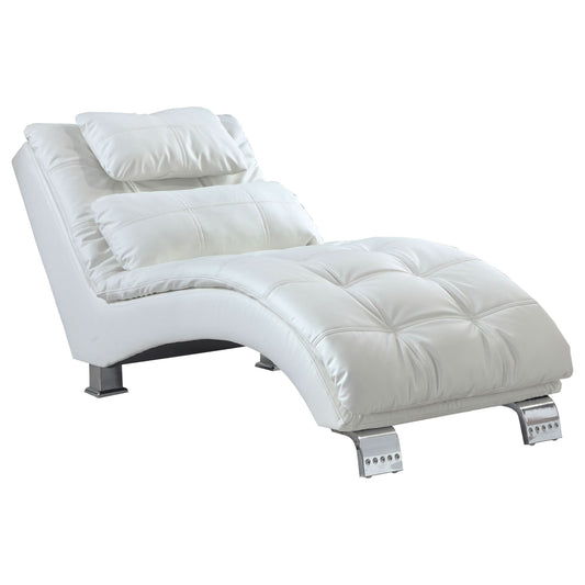 Dilleston Faux Leather Upholstered Tufted Chaise White - Walo Furniture 