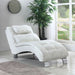 Dilleston Faux Leather Upholstered Tufted Chaise White - Walo Furniture 