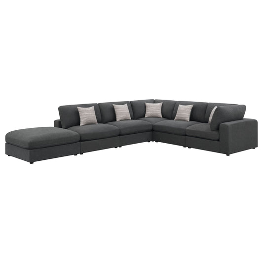 Serene 6-piece Upholstered Modular Sectional Sofa Charcoal - Walo Furniture 