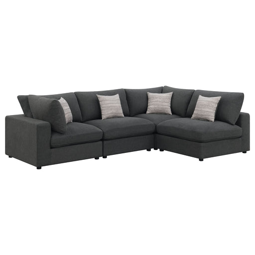 Serene 4-piece Upholstered Modular Sectional Sofa Charcoal - Walo Furniture 