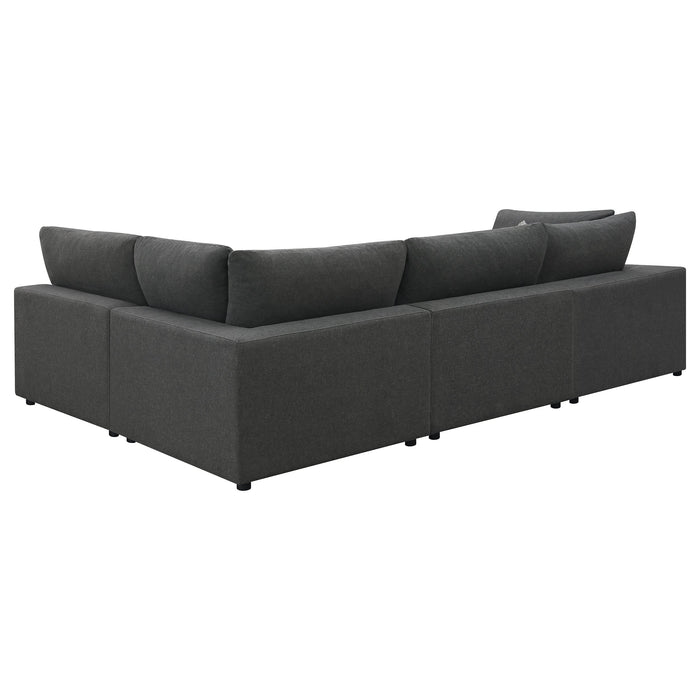 Serene 4-piece Upholstered Modular Sectional Sofa Charcoal - Walo Furniture 