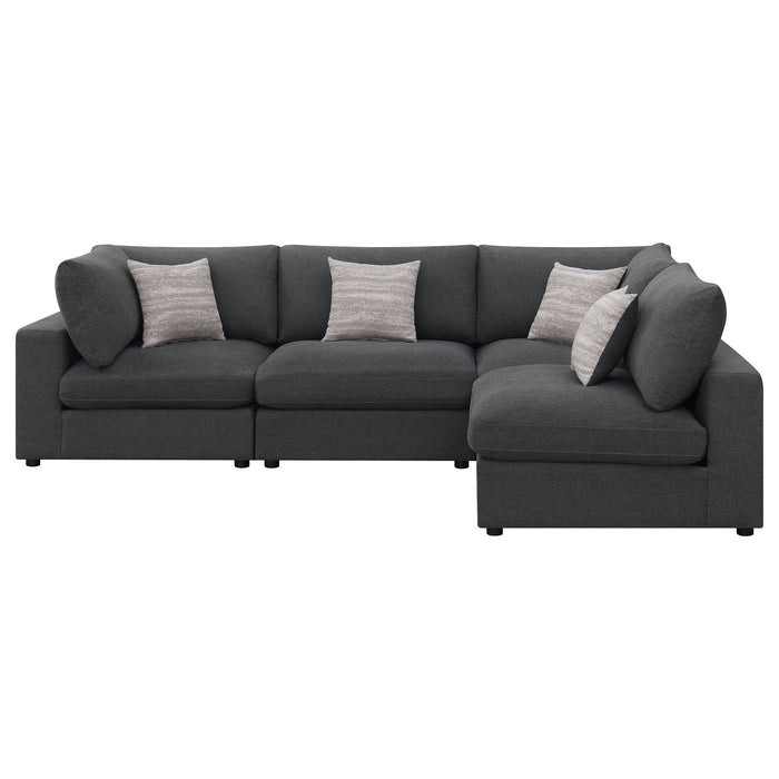 Serene 4-piece Upholstered Modular Sectional Sofa Charcoal - Walo Furniture 