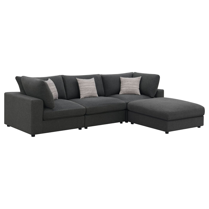 Serene 4-piece Upholstered Modular Sectional Sofa Charcoal - Walo Furniture 