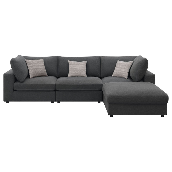 Serene 4-piece Upholstered Modular Sectional Sofa Charcoal - Walo Furniture 