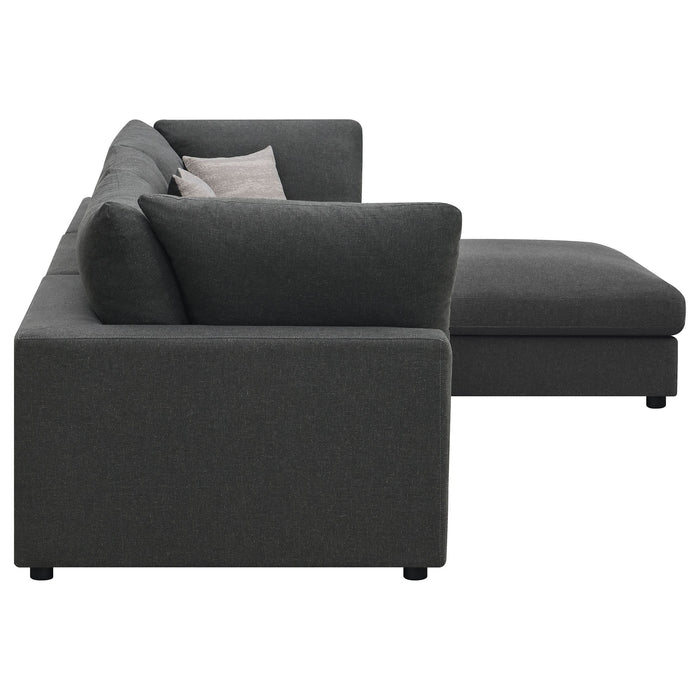 Serene 4-piece Upholstered Modular Sectional Sofa Charcoal - Walo Furniture 