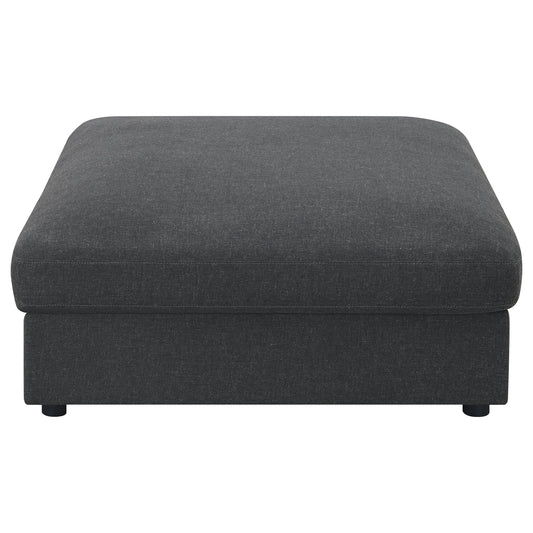 Serene Square Upholstered Ottoman Charcoal - Walo Furniture 