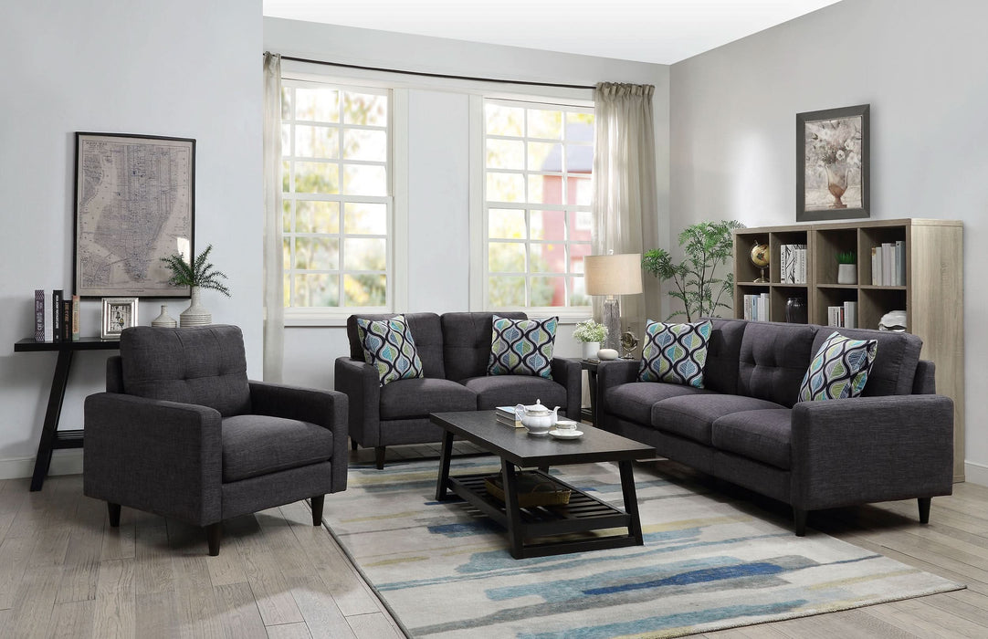 Watsonville 3-piece Upholstered Track Arm Sofa Set Grey - Walo Furniture 