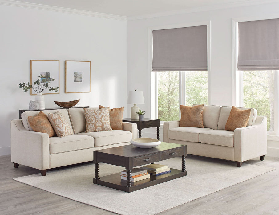 Christine 2-piece Upholstered Sloped Arm Sofa Set Beige