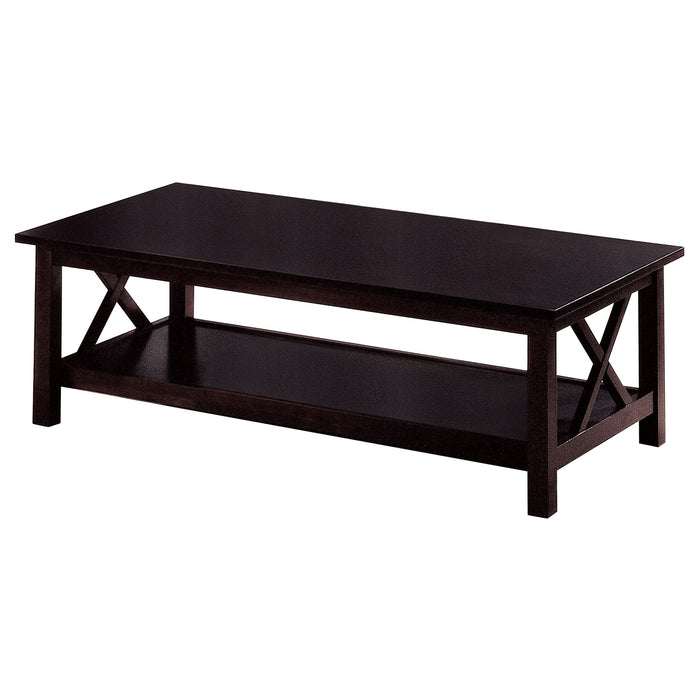 Rachelle 3-piece Rectangular Coffee Table Set Deep Merlot - Walo Furniture 