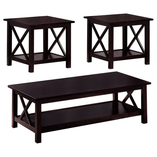 Rachelle 3-piece Rectangular Coffee Table Set Deep Merlot - Walo Furniture 