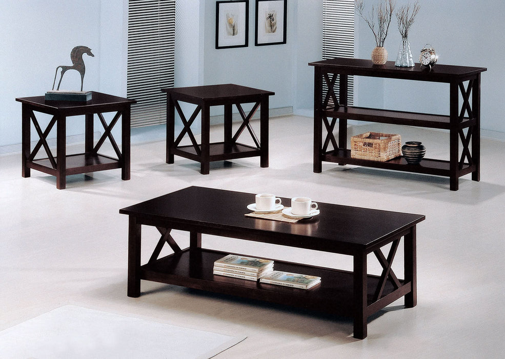 Rachelle 3-piece Rectangular Coffee Table Set Deep Merlot - Walo Furniture 