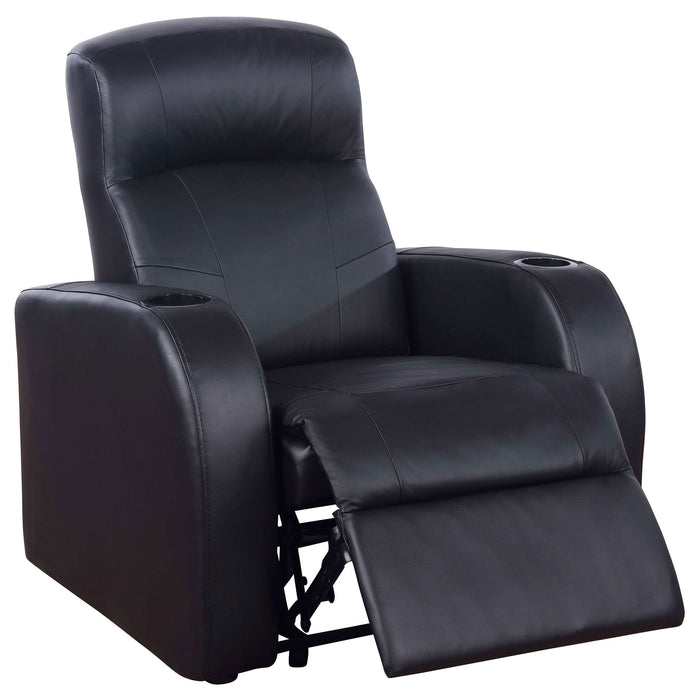 Cyrus Upholstered Track Arm Recliner Black - Walo Furniture 