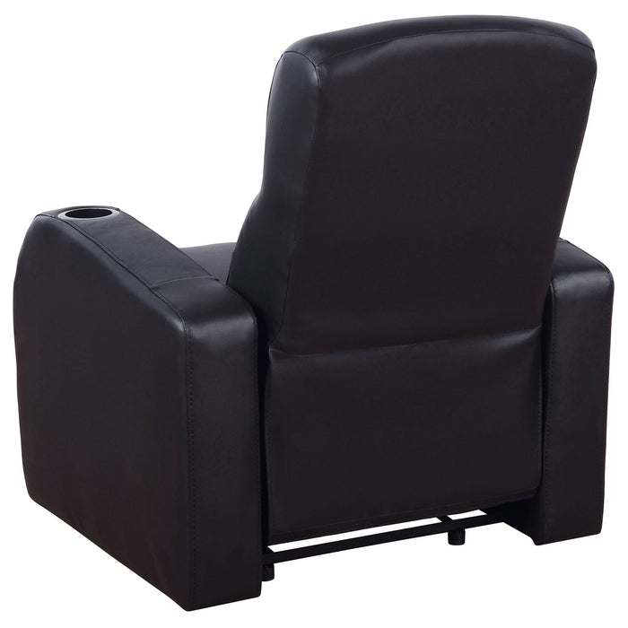 Cyrus Upholstered Track Arm Recliner Black - Walo Furniture 