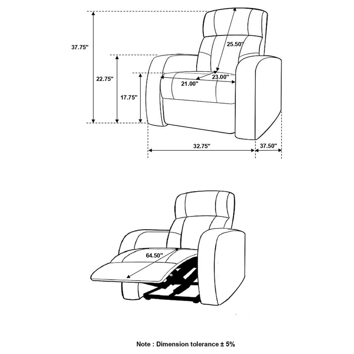 Cyrus Upholstered Track Arm Recliner Black - Walo Furniture 