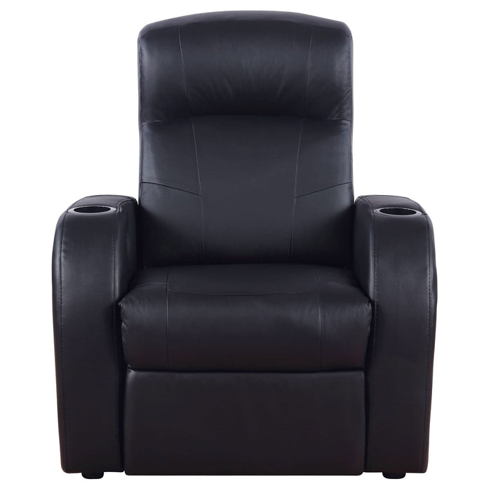 Cyrus Upholstered Track Arm Recliner Black - Walo Furniture 