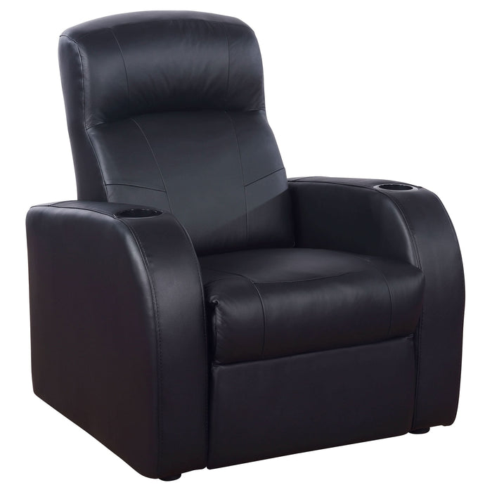 Cyrus Upholstered Track Arm Recliner Black - Walo Furniture 