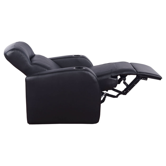 Cyrus Upholstered Track Arm Recliner Black - Walo Furniture 