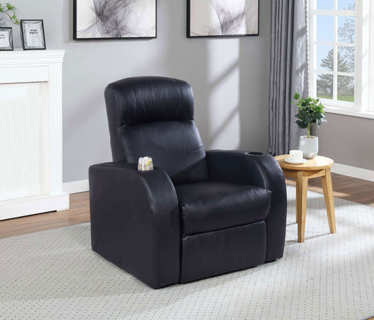 Cyrus Upholstered Track Arm Recliner Black - Walo Furniture 