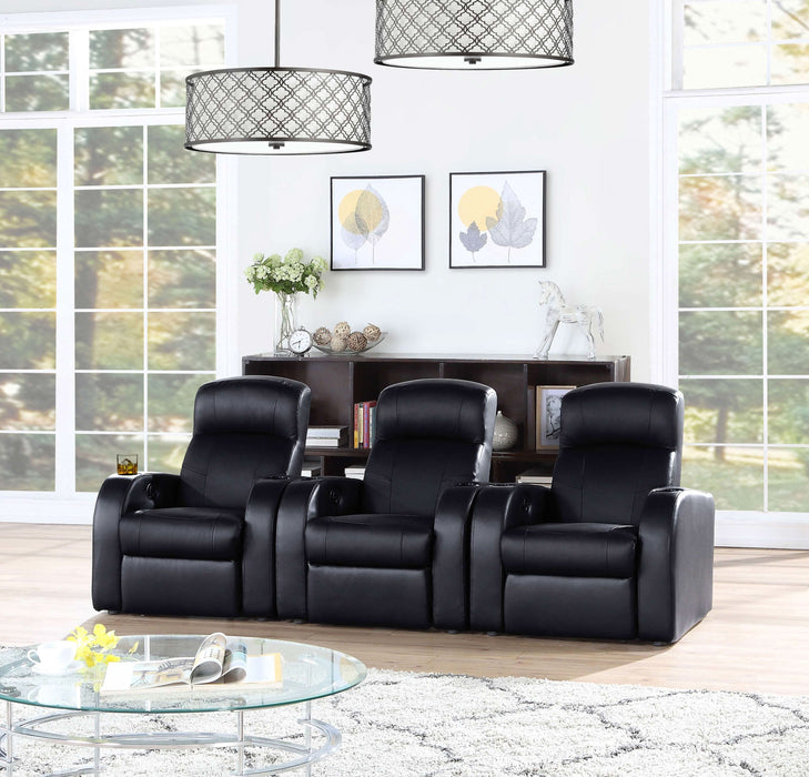 Cyrus Upholstered Track Arm Recliner Black - Walo Furniture 