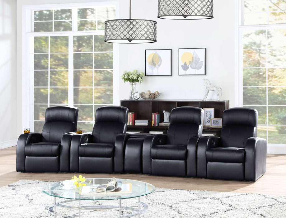 Cyrus Upholstered Track Arm Recliner Black - Walo Furniture 