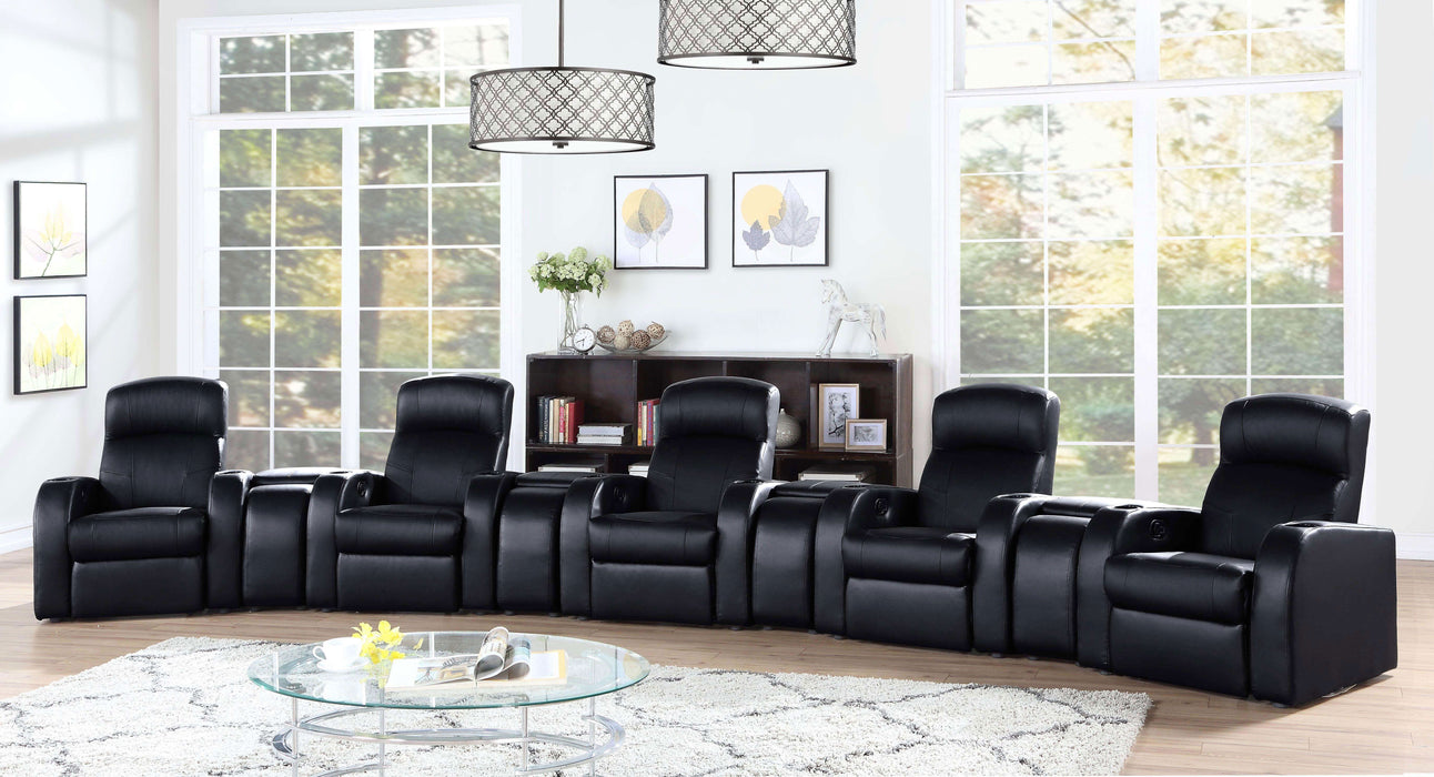 Cyrus Upholstered Track Arm Recliner Black - Walo Furniture 