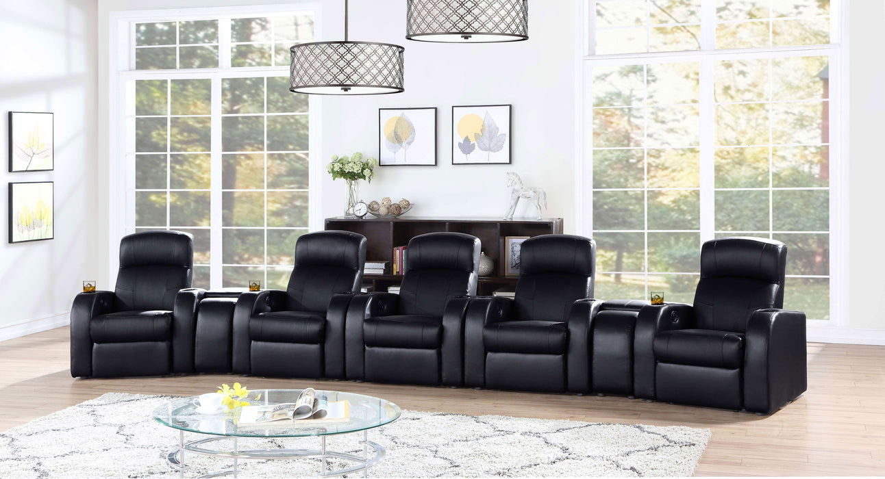 Cyrus Upholstered Track Arm Recliner Black - Walo Furniture 