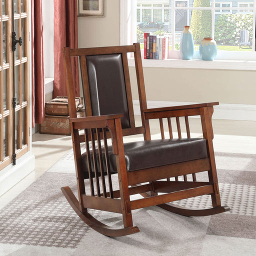 Ida Upholstered Rocking Chair Tobacco and Dark Brown - Walo Furniture 