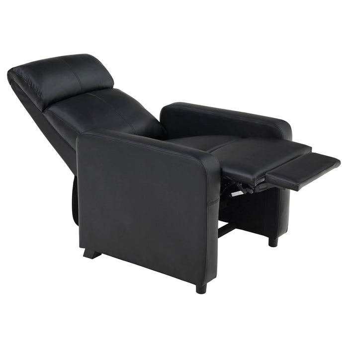 Toohey Upholstered Home Theater Push Back Recliner Black - Walo Furniture 