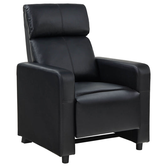 Toohey Upholstered Home Theater Push Back Recliner Black - Walo Furniture 