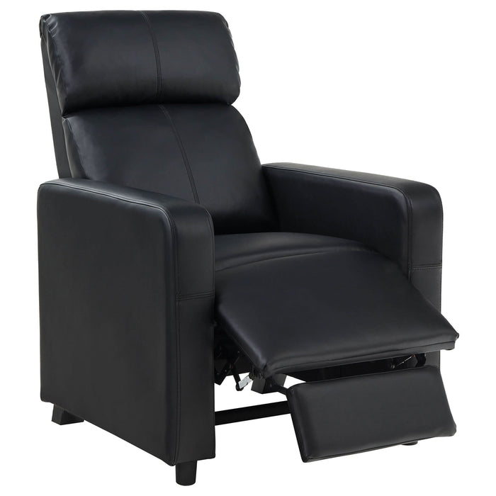 Toohey Upholstered Home Theater Push Back Recliner Black - Walo Furniture 