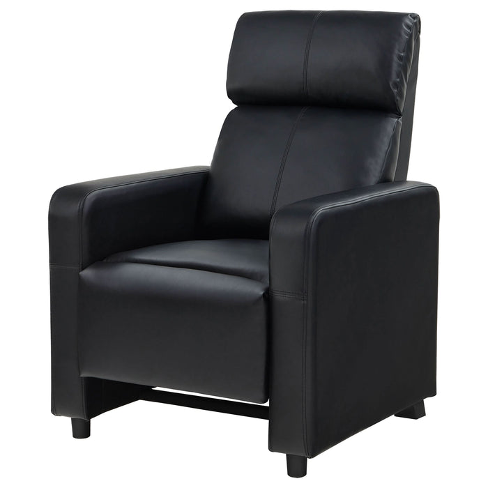 Toohey Upholstered Home Theater Push Back Recliner Black - Walo Furniture 