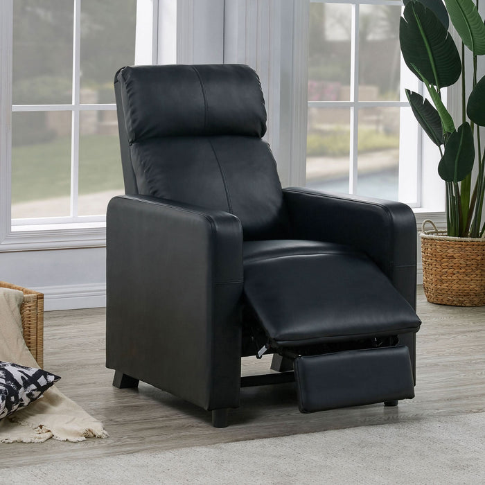 Toohey Upholstered Home Theater Push Back Recliner Black - Walo Furniture 