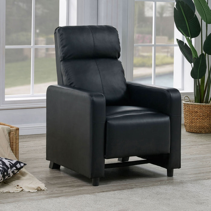 Toohey Upholstered Home Theater Push Back Recliner Black - Walo Furniture 