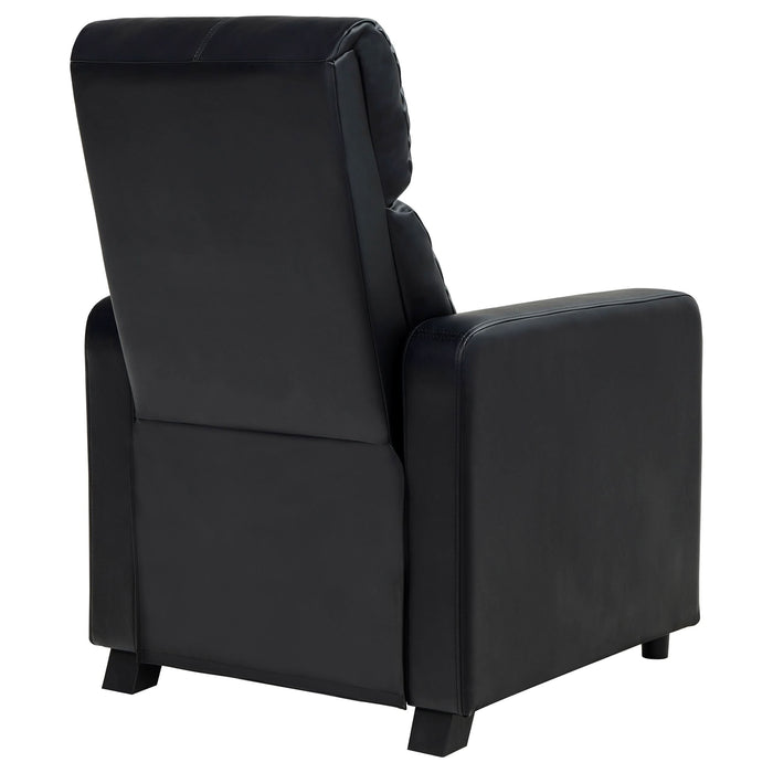 Toohey Upholstered Home Theater Push Back Recliner Black - Walo Furniture 