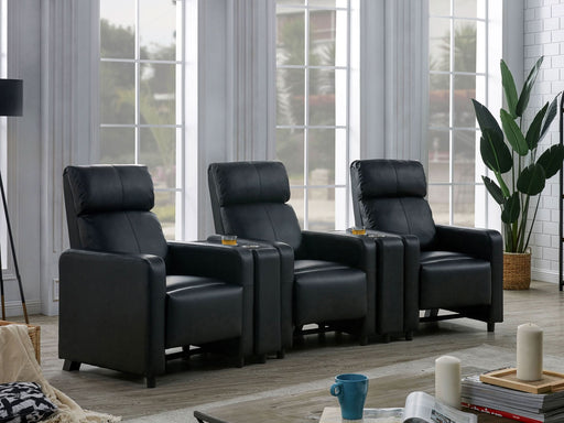 Toohey Upholstered Tufted Recliner Living Room Set Black - Walo Furniture 