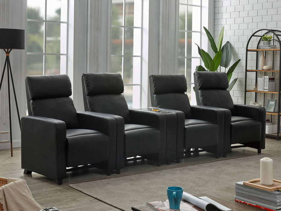 Toohey Upholstered Tufted Recliner Living Room Set Black - Walo Furniture 