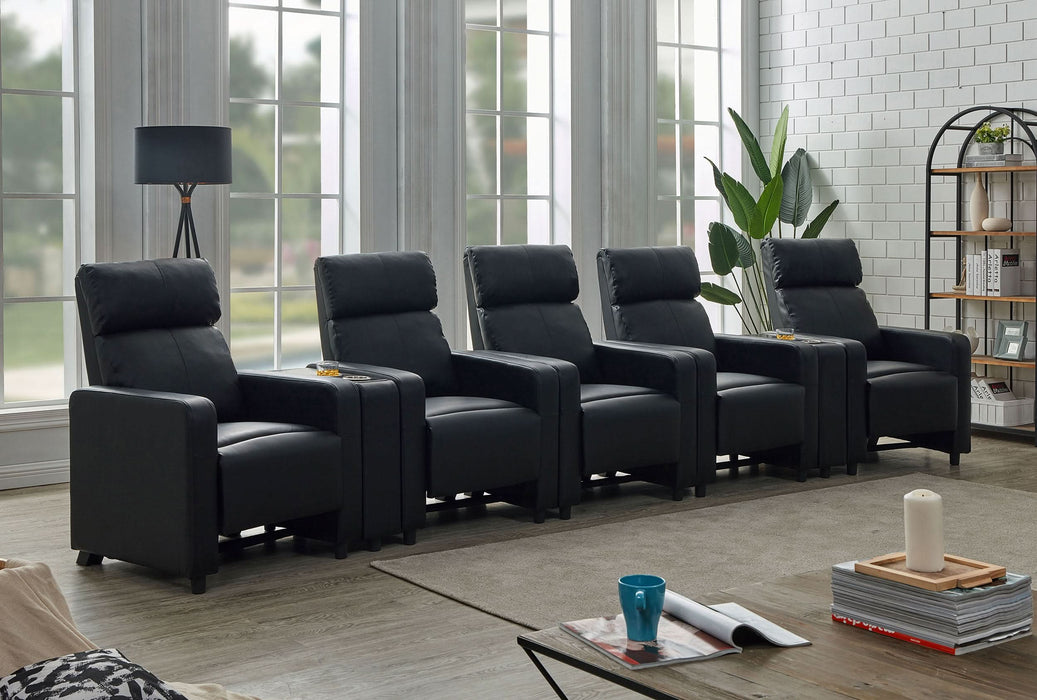 Toohey Upholstered Tufted Recliner Living Room Set Black - Walo Furniture 