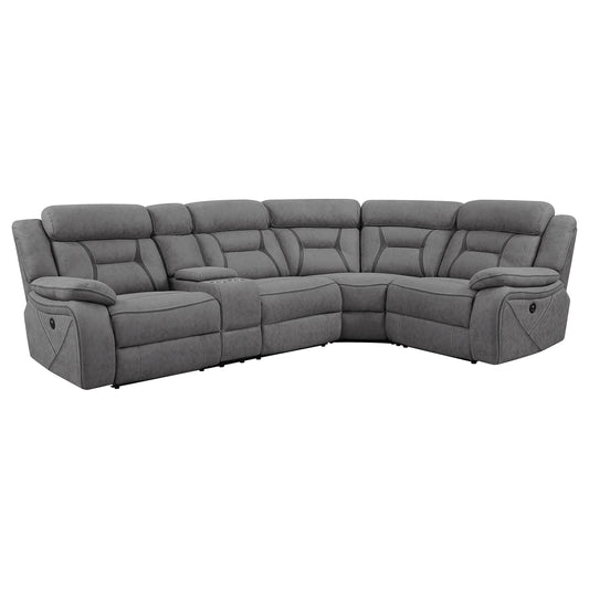 Higgins Upholstered Power Reclining Sectional Sofa Grey - Walo Furniture 