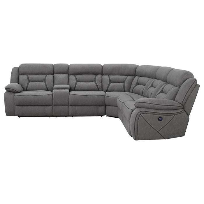 Higgins Upholstered Power Reclining Sectional Sofa Grey - Walo Furniture 