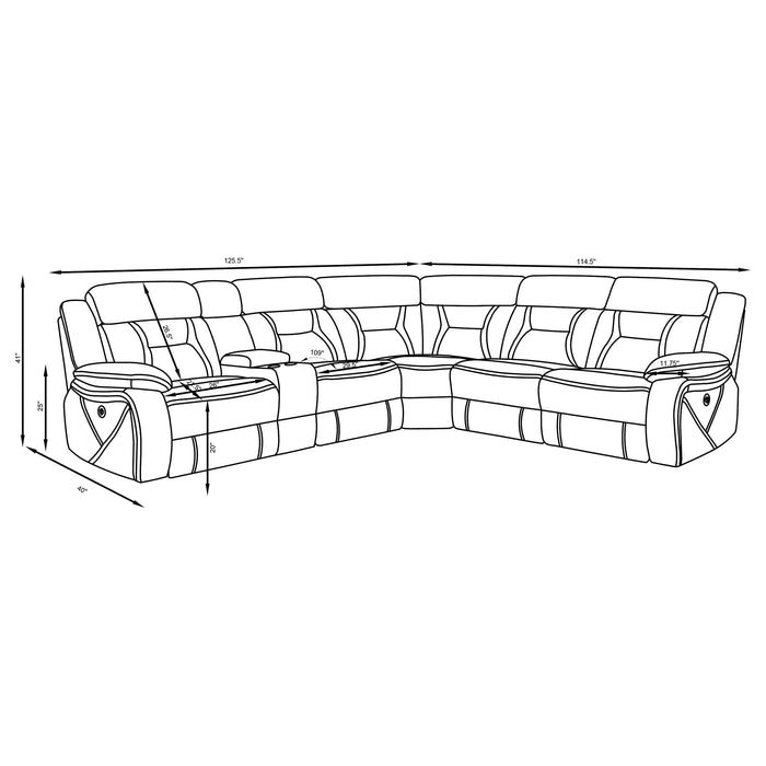 Higgins Upholstered Power Reclining Sectional Sofa Grey - Walo Furniture 