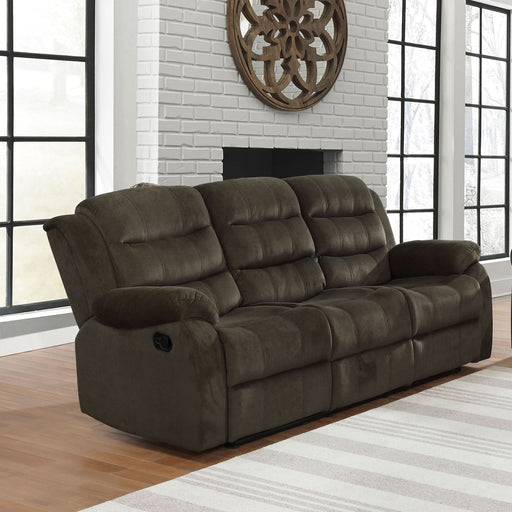 Rodman Upholstered Padded Arm Reclining Sofa Olive Brown - Walo Furniture 