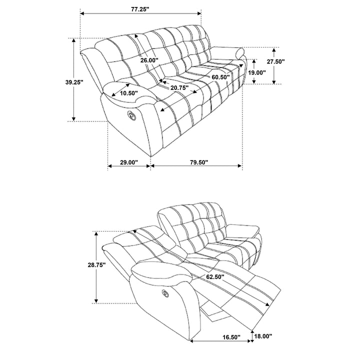 Rodman Upholstered Padded Arm Reclining Sofa Olive Brown - Walo Furniture 