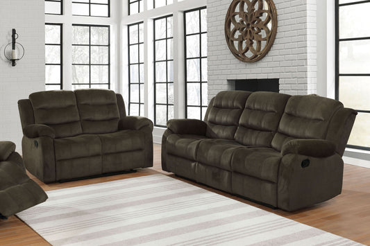 Rodman 2-piece Upholstered Reclining Sofa Set Olive Brown - Walo Furniture 