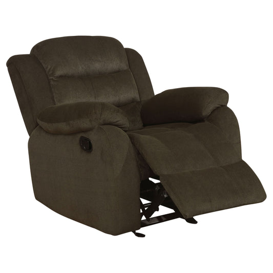 Rodman Upholstered Padded Arm Glider Recliner Olive Brown - Walo Furniture 