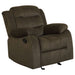 Rodman Upholstered Padded Arm Glider Recliner Olive Brown - Walo Furniture 