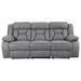 Higgins Upholstered Motion Reclining Sofa Grey - Walo Furniture 