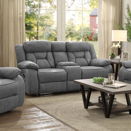 Higgins Upholstered Motion Reclining Loveseat Grey - Walo Furniture 