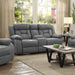 Higgins Upholstered Motion Reclining Loveseat Grey - Walo Furniture 