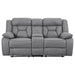 Higgins Upholstered Motion Reclining Loveseat Grey - Walo Furniture 