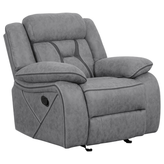 Higgins Upholstered Glider Recliner Chair Grey - Walo Furniture 